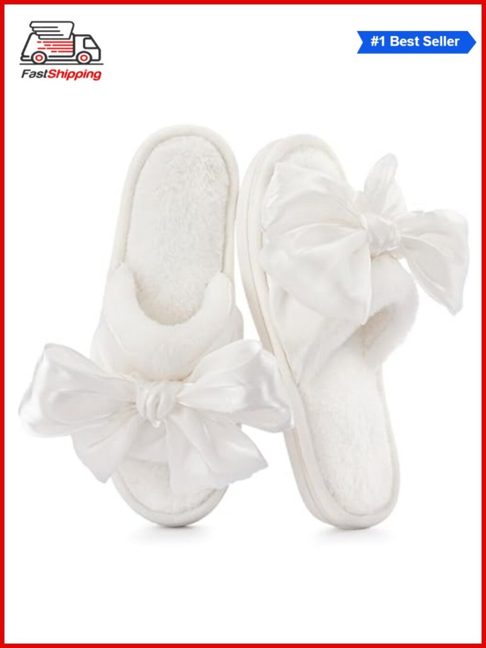 ✨ Open Toe Slippers Faux Fur Plush Fleece Memory Foam Anti-Slip Slide Slippers